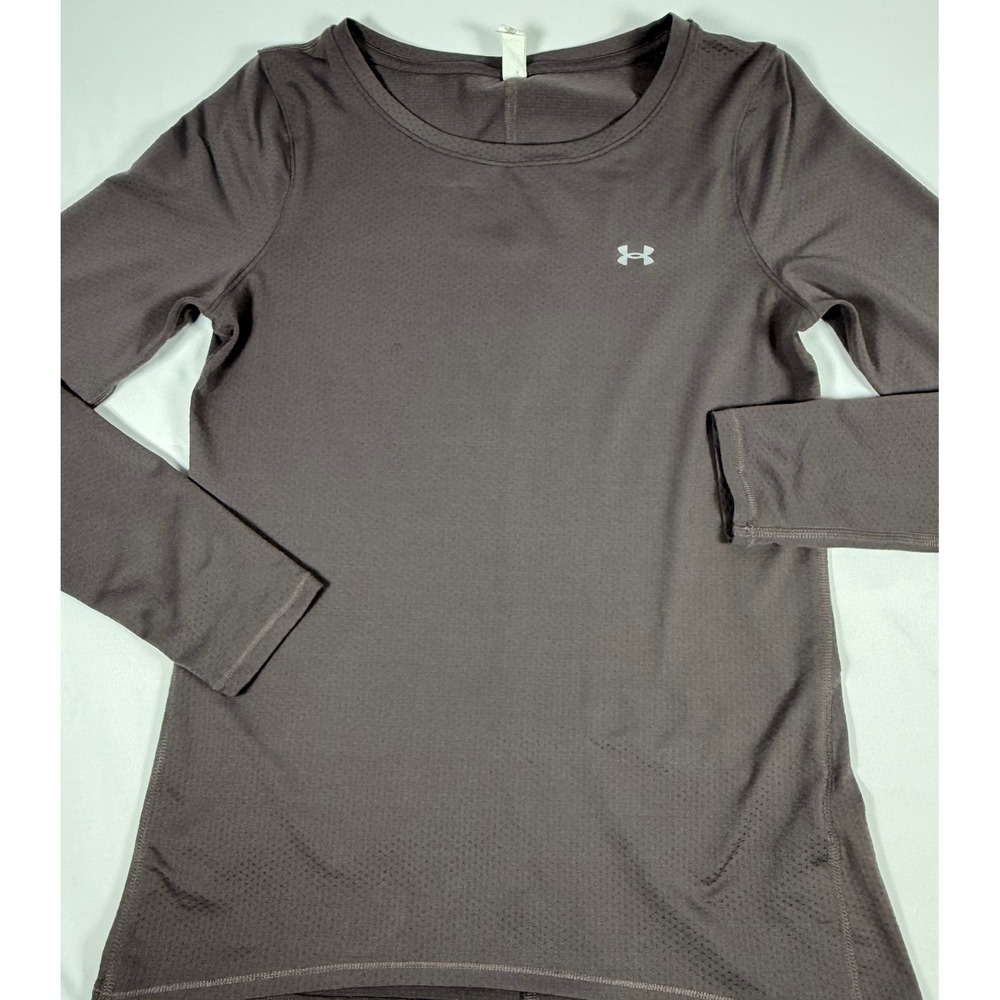 Under Armour Womens HeatGear Long Sleeve Fitted Athletic Shirt Mauve Small